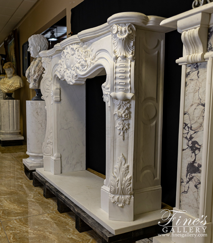 Marble Fireplaces  - Regal Rococo Marble Fireplace Mantel - MFP-2470